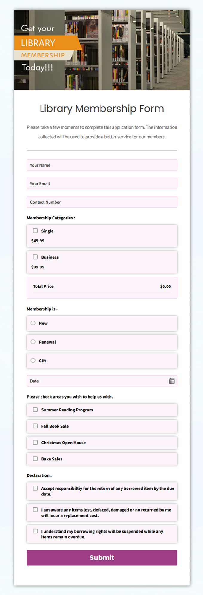 Form template